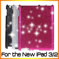 3pcs/lot Hot Bling Glitter Sparkle Hard Case Back Cover Protector for the new iPad 3 &amp; 2  Free shipping