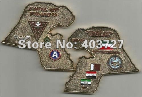 KUWAIT MAP SHAPE , US Army 3rd Medical Deployable Support Command OCP FWD DET 30 Challenge Coin, 100pcs/lot wholesale(China (Mainland))