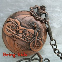 Free Shipping Mens Motorcycle Cool Jewel Rare Vintage Red Pocket Watch Special Design+Chain(China (Mainland))