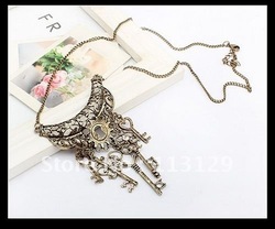 Cheap Sale!! Hot Sale Vingtage Style Ladies Necklace Retro Antique Bronze Color Keys Design Fashion Women Jewelry Free Shipping(China (Mainland))