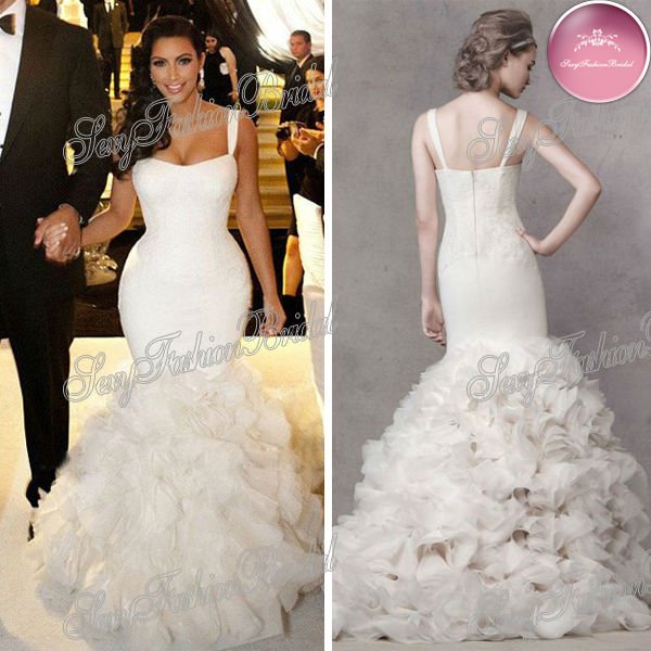 ... top complex ruffle accented mermaid celebrity wedding dresses 2013