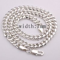 Free shipping!Long size 24INCH Wide size: 7mm 925 silver Men's style cool Curb chain necklace KKNN03 WHOLESALE