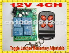 4CH DC12V Wireless Remote Control Switch System Receiver Transmitter Momentary Toggle Latched Power Applicance LED SMD