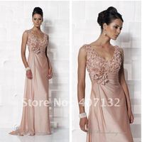 Top Sale Newly Designed A-line V-neck Sleeveless Sweep Chiffon Mother of the Bride Gowns