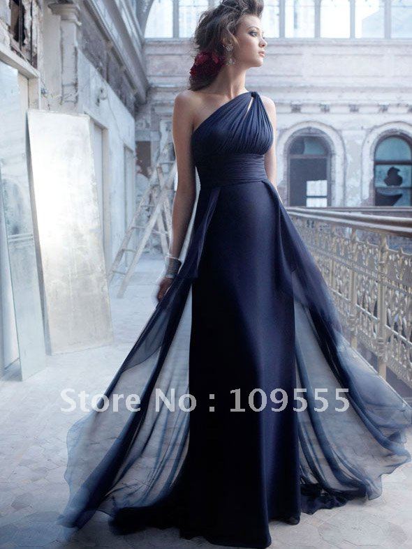 indigo chiffon dress