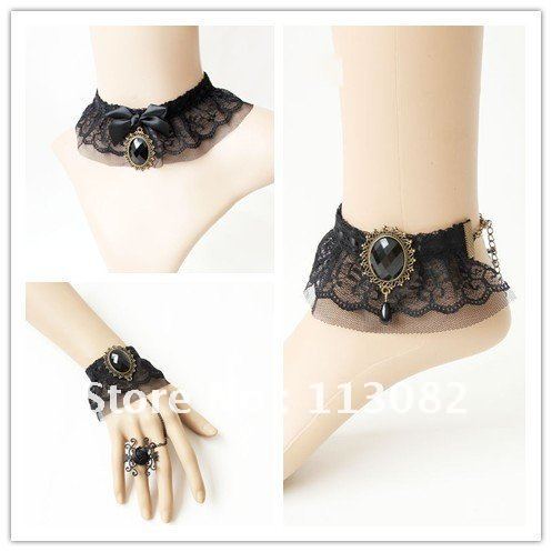 ... Fashion Jewelry Online Black Lace Necklace&Bracelet Funky Jewelry in