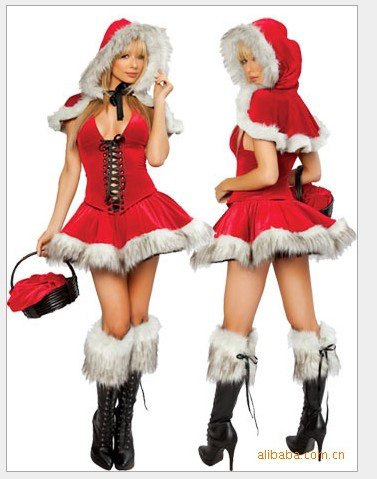 Sexy Christmas on New Arrive Free Shipping Fur Red Sexy Christmas Costumes Women Party