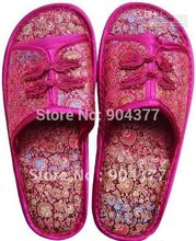 Free shipping Chinese knot Silk Fabric Ladies Vintage Slippers  5pair/lot  Free