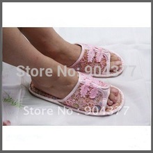 Free shipping Chinese knot Silk Flower Women s Pink  Slippers   5pair/lot  Free