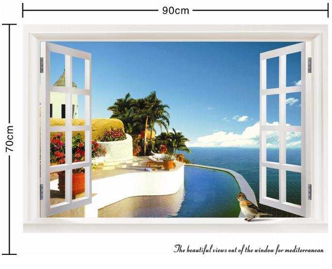 Mediterranean window scene Home Decor Removable Wall Sticker/Decal ...