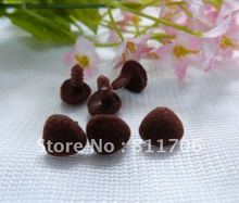 free ship 11mm brown Triangle shape TOY PLASTIC FLOCKING safety nose with washers for toy doll