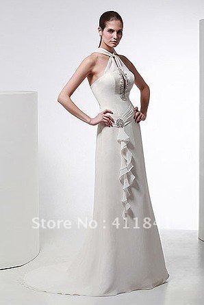 Line Dress on White Beaded Summer Style A Line Bride Wedding Dress Free Shipping