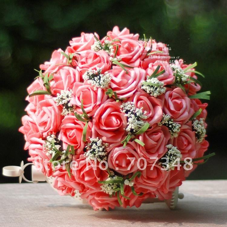 الأكثر مبيعا 2012! عاليةبيع العرسان باقات الزهور الحرير عرس الزهور روز الجميلة سعر المصنع