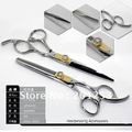 6Inch Hair Scissors Cutting and Thinning Scissors Professional CZdiamond Screw Barber Scissors 1set lot
