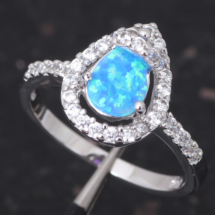 Wholesale  Retail Flower Blue fire Opal 925 Sterling Silver Rings USA ...