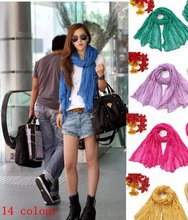Free shipping solid color pleated ultralarge ultra long scarf Min order is 10 mix order