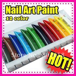 12 pce/set 12 color Professional 3d multi-surface nail art paint/UV Gel Acrylic Design 3D Paint Nail Art Pen Nail Polish(China (Mainland))