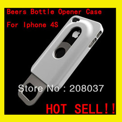 Beers Bottle Opener hard Case For Iphone 4S 4 , Hard Case With Inner Stainless Steel Bottle Opener , MOQ: 1PCS free shipping(China (Mainland))