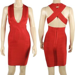 Free Shipping HL Elastic Knitted Bandage Dress HL150 Ladies Red Evening Party Dress(China (Mainland))