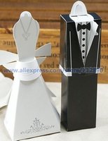 Free Shipping Formal Gown & Tux Wedding Candy Favor Boxes (120 pcs) Party Accessory Decoration Supplies