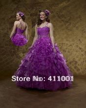 2012 Cute Ball Gown One Shoulder Neck Floor-length Organza Lavender Beading Quinceanera Dresses