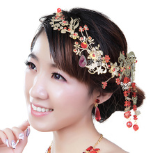 Water rich red rhinestone tassel bride classical hair accessory costume hair accessory marriage accessories