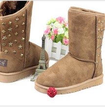 free shipping 2013 new Fashion metal rivets in the tube snow boots warm the locomotive boots