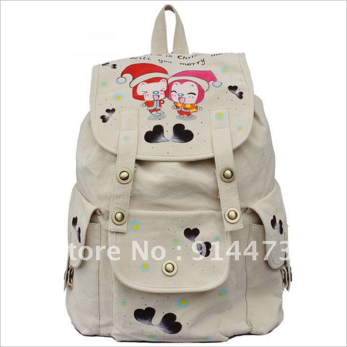Hand painting bag cotton cloth bag soft backpack fashion travel women ...