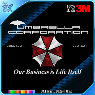 free shipping 3pc/lot =$28.99 for 30*20.3cm Resident Evil Sleekly Umbrella Corporation rear door stickers car stickers(China (Mainland))