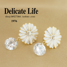 Free Shipping Little daisy zircon earrings clip-on no pierced earrings marriage accessories earring i210