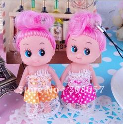 Free Shipping 100% New 8CM 50Pcs/Lot Hot Super Cute Fashion Toy Doll Set Gift Girl Sale Vinyl Doll Key Chain YG018(China (Mainland))
