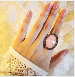 Fashion Hot Sale New Arrival Retro Pink Color Ellipse Ring R37