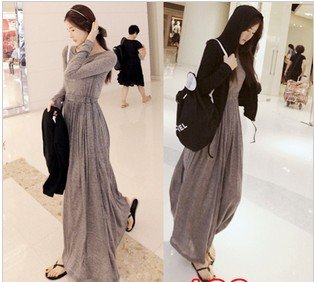 Long Sleeve Sweater Dress on Women S Fashion Plain Color Long Sleeve Maxi Dress Cotton Long Jpg