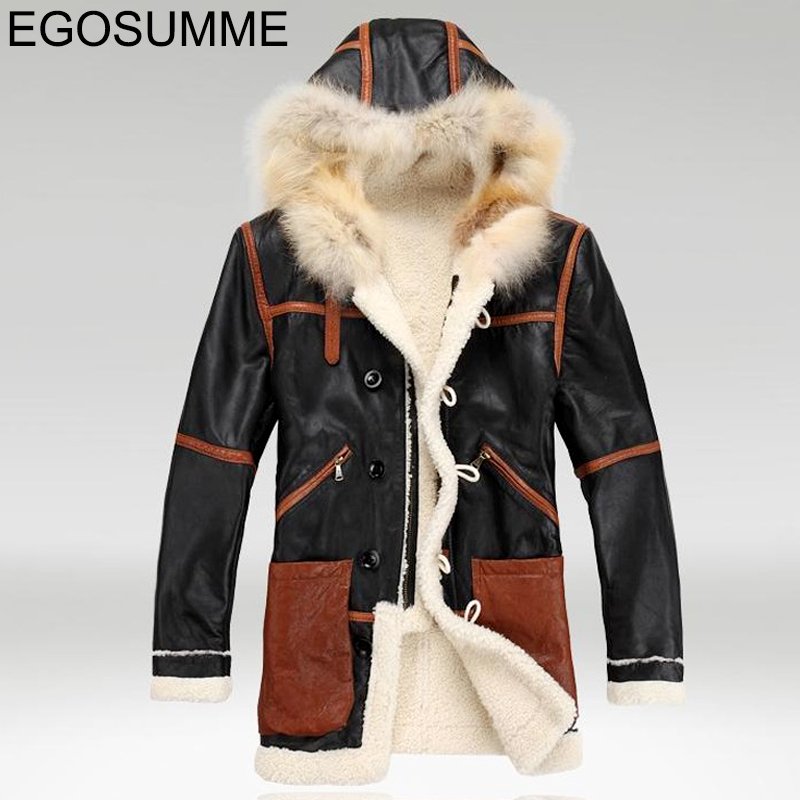Mens Fur Lined Leather Coat Luxury Winter Sheepskin Cwmalls Compare Prices On Winter Coats Men Online Ping Low