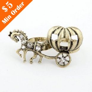 Korea Fashion Style Fairy Tale Horse & Pumpkin carriage Opening Ring ... Korea Fashion Style Fairy Tale Horse & Pumpkin carriage Opening Ring ...