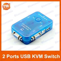 USB KVM Switch Box with 2 Ports For PC Video Monitor Mouse Keyboard VGA,Free Shipping(China (Mainland))