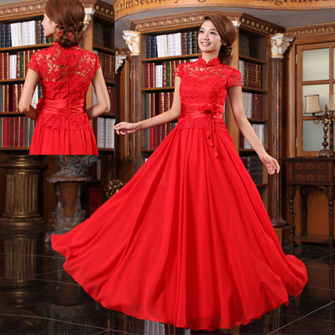  Evening Dress on Dress Evening Dress Red Married Vintage Lace Slim Long Formal Dress