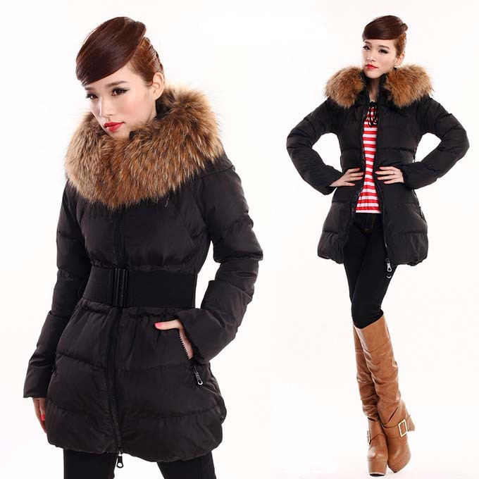 2012 hot-selling ultra large luxurious fur collar slim women medium-long down coat,real fur down jacket,warm overcoat,retails(China (Mainland))