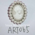 free shipping new fashion white cameo resin brooch garment wedding button fitting nice trim, 100pcs/pack, ART065