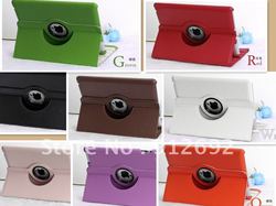 Fashionable cover Magnetic Smart Cover leather Case for ipad2 Ipad 3 cover New Ipad with 360 Degrees RotatingStand FreeShipping(China (Mainland))