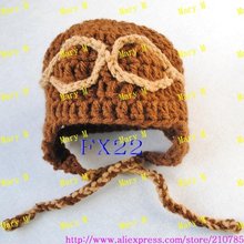 Free shipping 100pcs/lot children’s jewelry baby hand knitted hat infant crochet hat aviator style pilots crochet cap