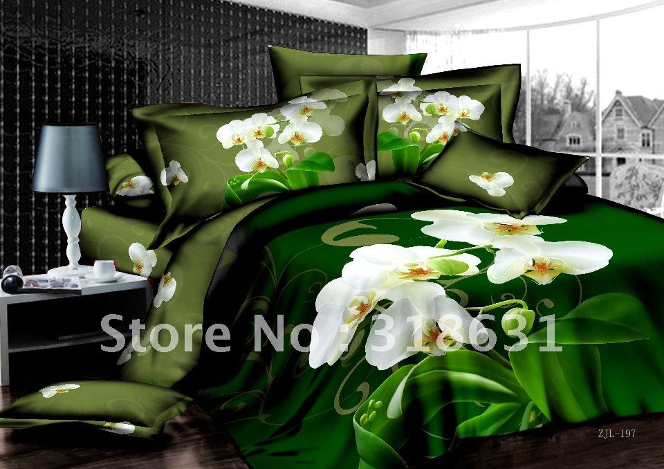 Picture about fresh dark green comforter bedding sets duvet cover bed ...