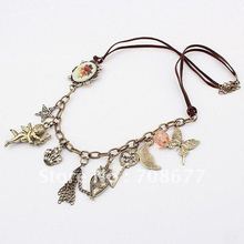 New Arrival Bronze Cupid Key Star Butterfly Crown Flower Statement Necklaces Cute Chain Choker Necklaces
