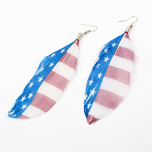Female 2012 new arrival 8.14 fashion flag feather earrings male(China (Mainland))