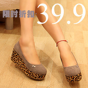 2012 spring and autumn single shoes sweet all match leopard print paltform shallow mouth comfortable shoes