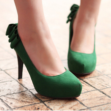 2012 spring and summer vintage bow shallow mouth round toe platform high heel shoes plus size