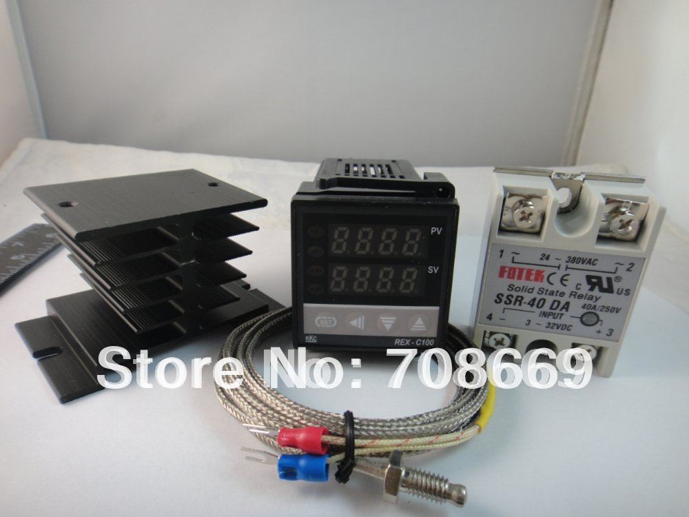4 IN 1 ! 100-240VAC PID Temperature controller + max.40A SSR heat sink 2m quality K probe