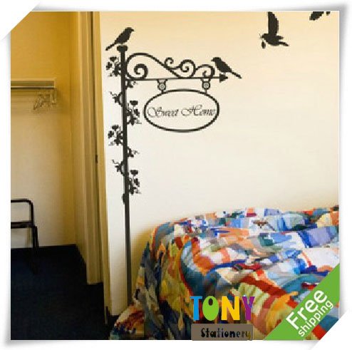 TONY Wholesae Love Home Bedroom / TV Background Self-adhesive Adornment Wall Sticker 2sets/lot 4colors XYY049 Free Shipping(China (Mainland))