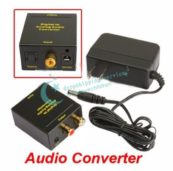 Digital Optical Coaxial Toslink To Analog RCA Audio Converter Black Switch Box Hot Drop Shipping/Free Shipping