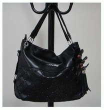 2012 Hot Sale popular ladies’handbag,PU + ornament, Size:40 x 31cm,Carry handle: 13cm high, 2 different colors,Free shipping